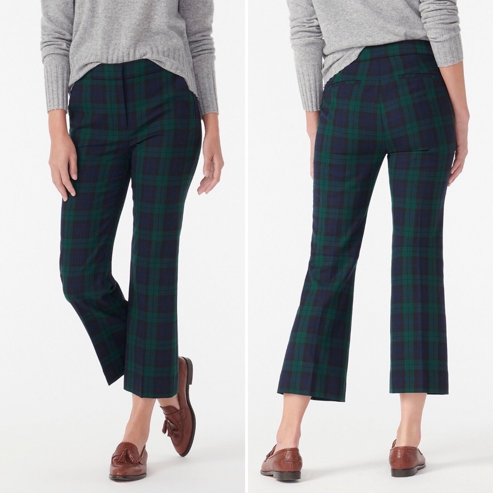 ✨NWT✨ J. CREW Hayden Bi-Stretch Wool Kick Crop Pants in Blackwatch Plaid Sz 2T